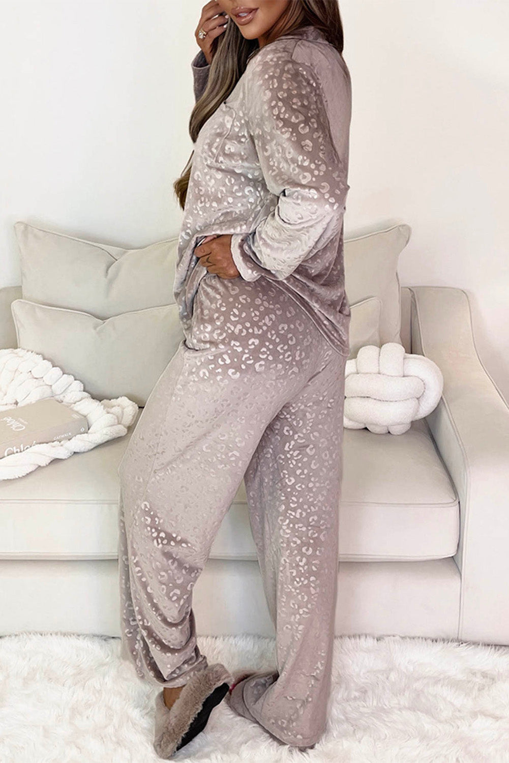 Velvet Leopard Pajama Set