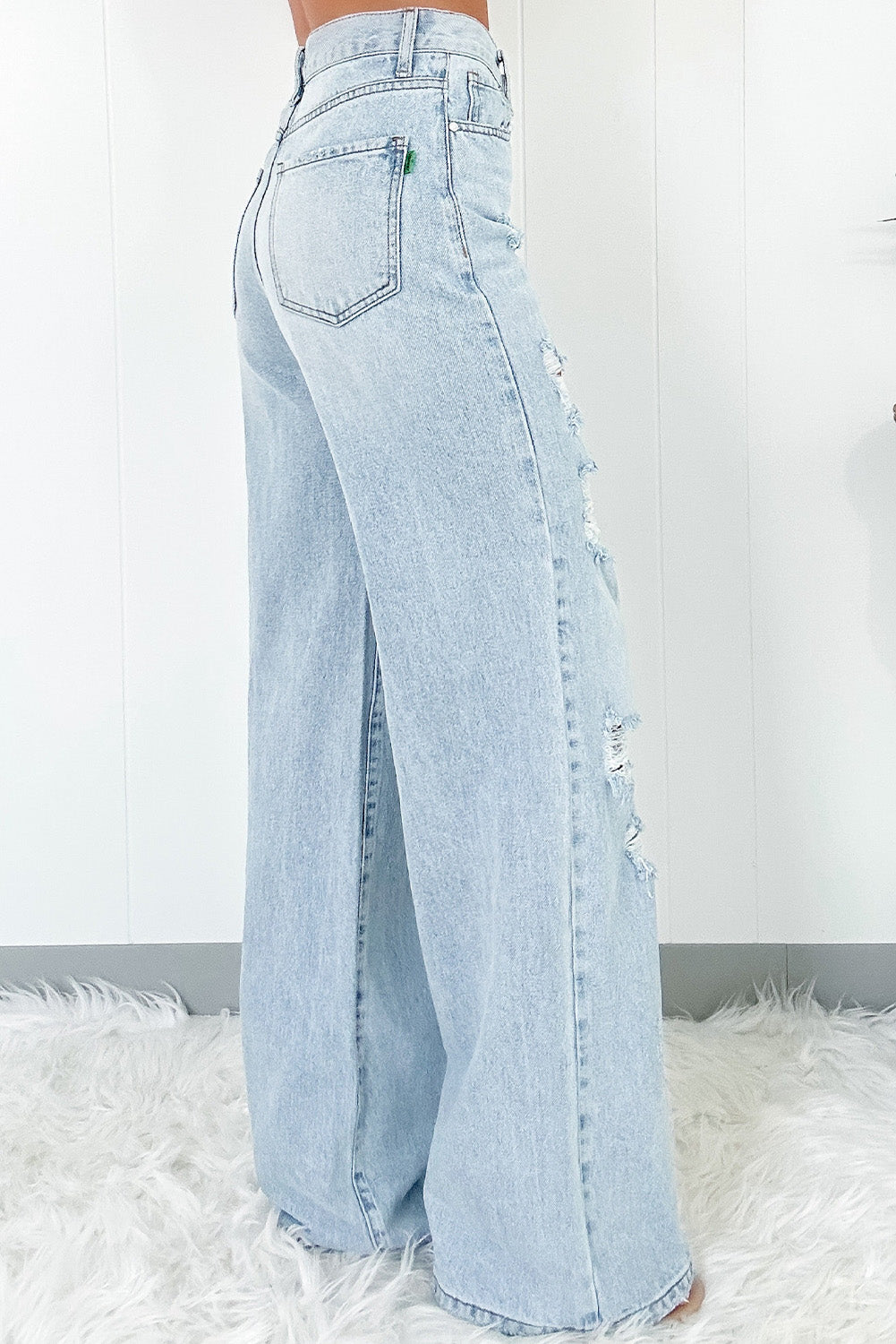 Beau Distressed Wide Leg Jean