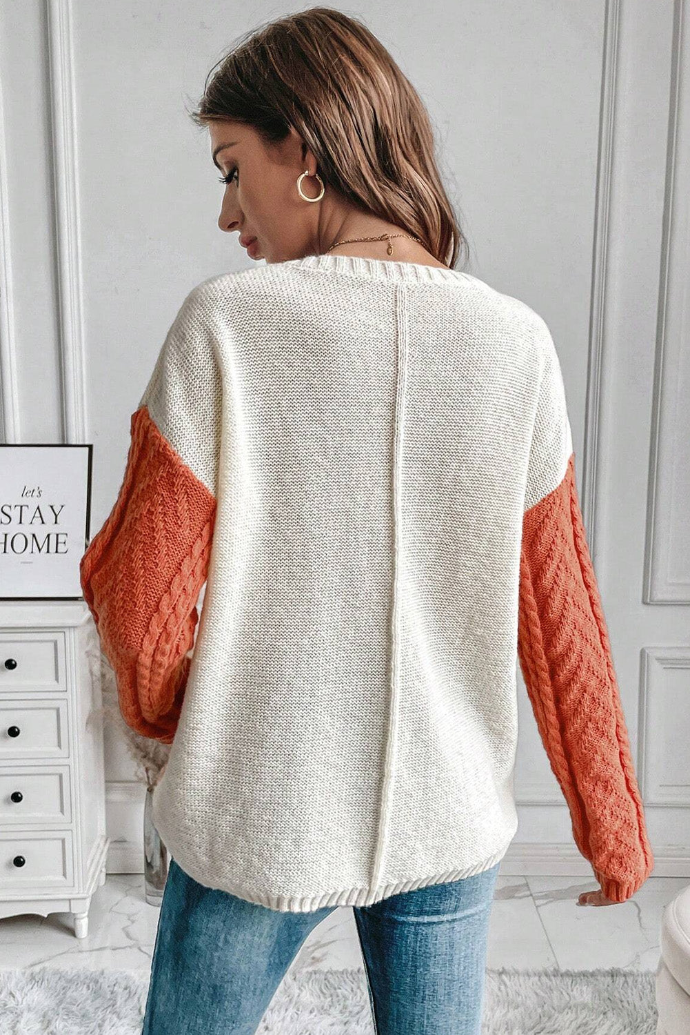 Colorblock Patched Pocket Drop Shoulder Sweater