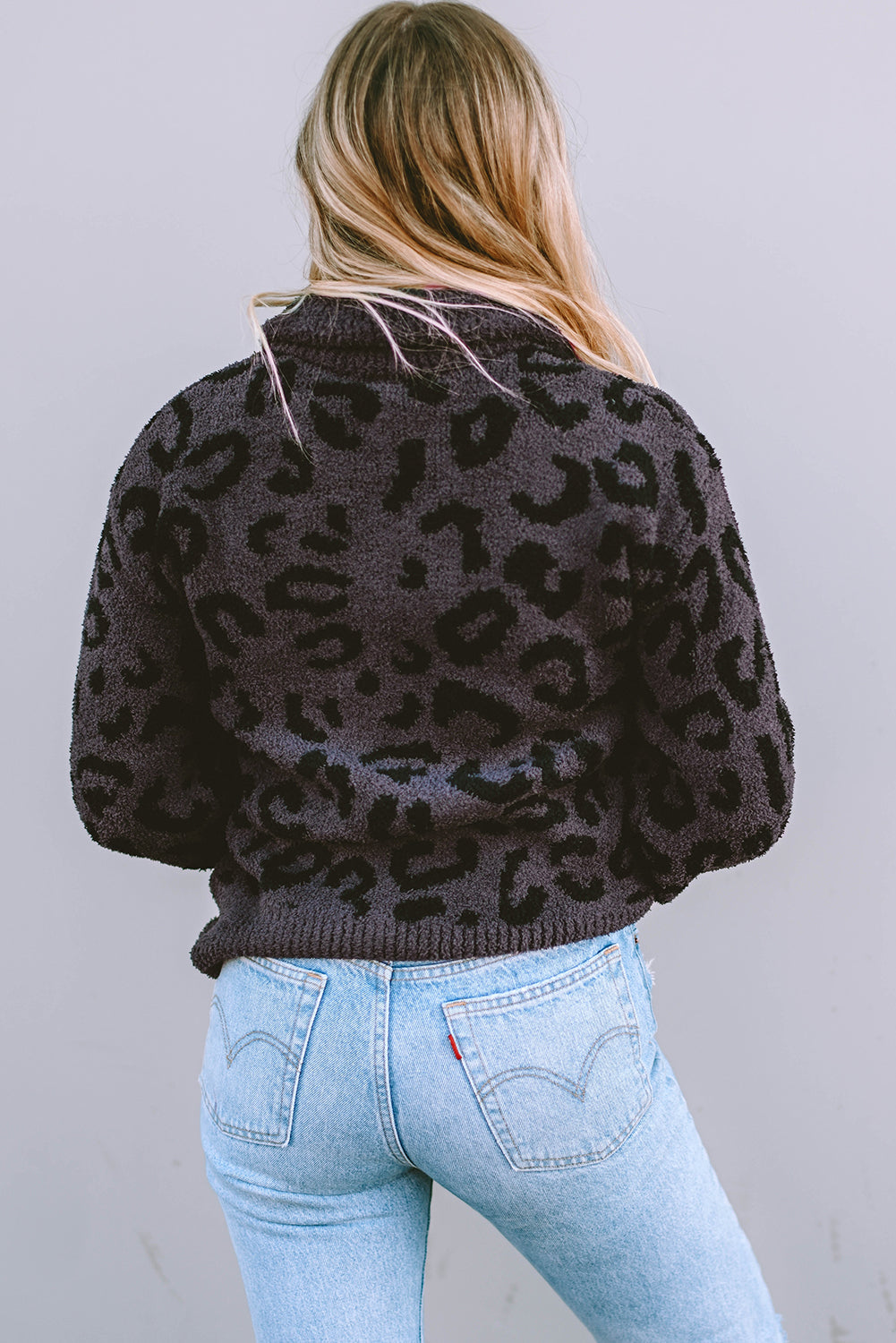 Fuzzy Black Leopard Pullover