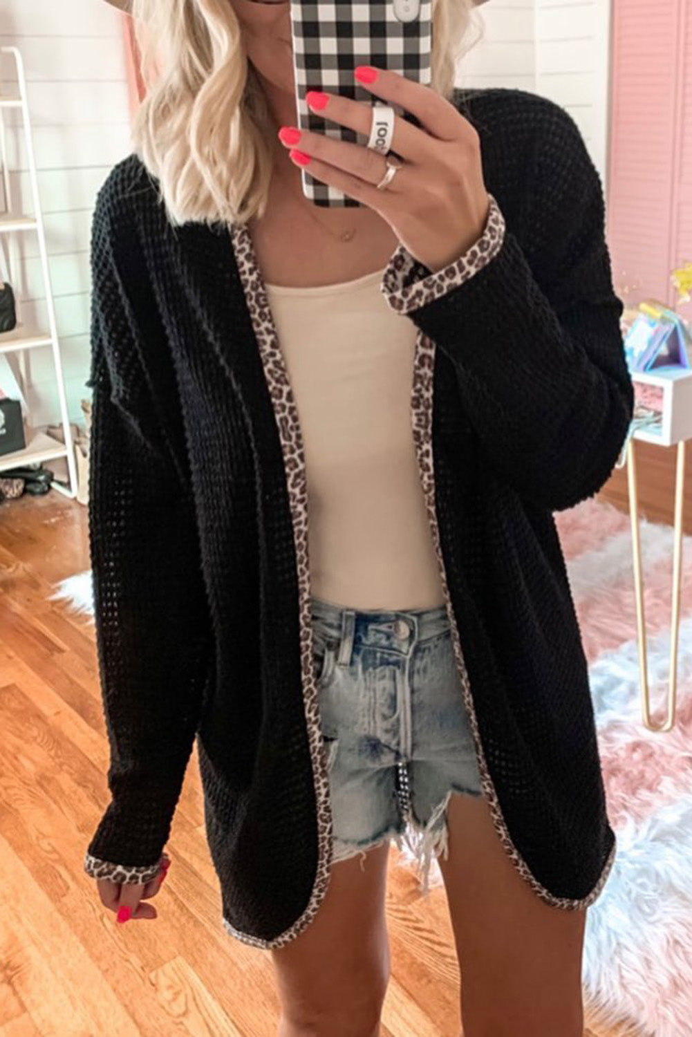 Leopard Trim Cardigan