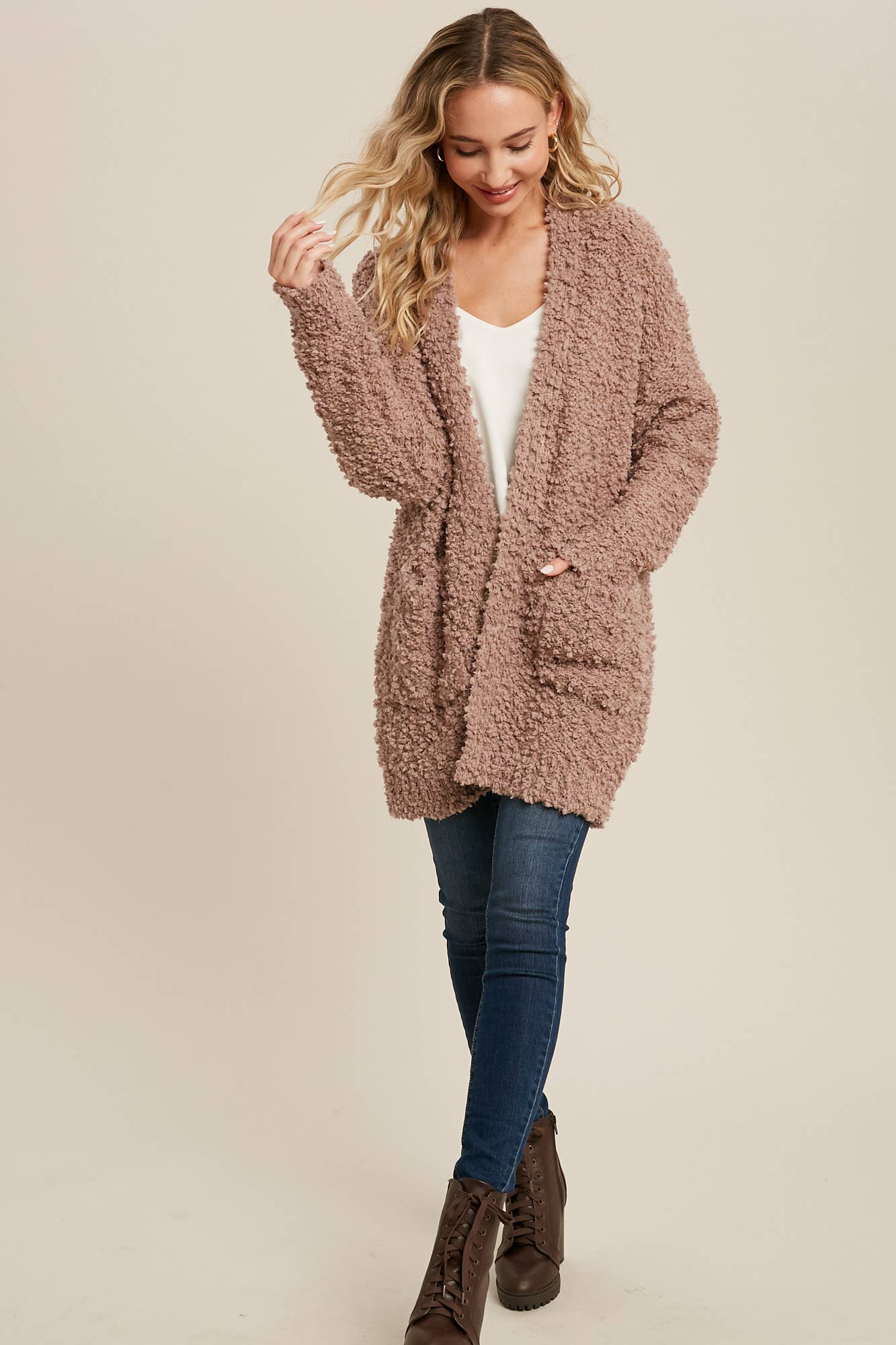 Boucle' Open Front Cardi