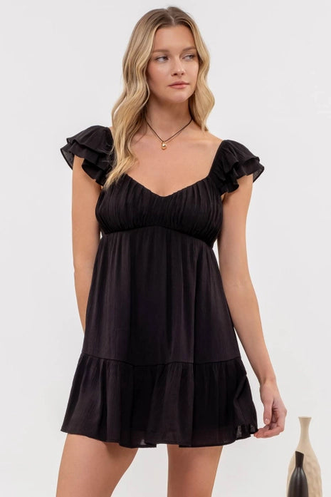 Black Ruffle Mini Dress