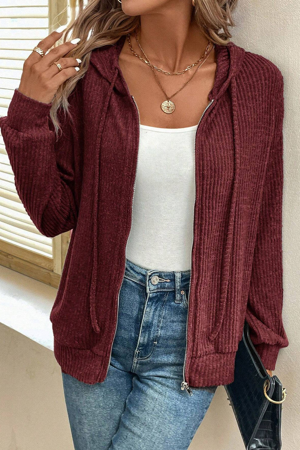 Dahlia Ribbed Zip Up