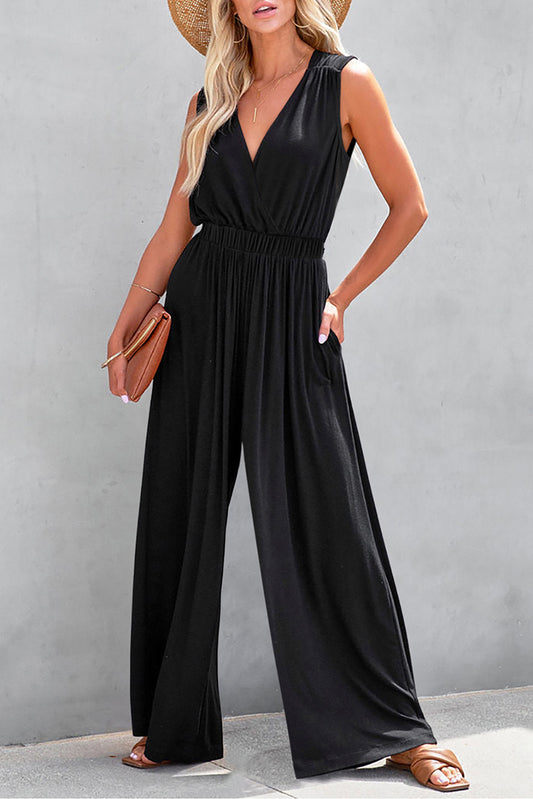 Deep V Neck Jumpsuit