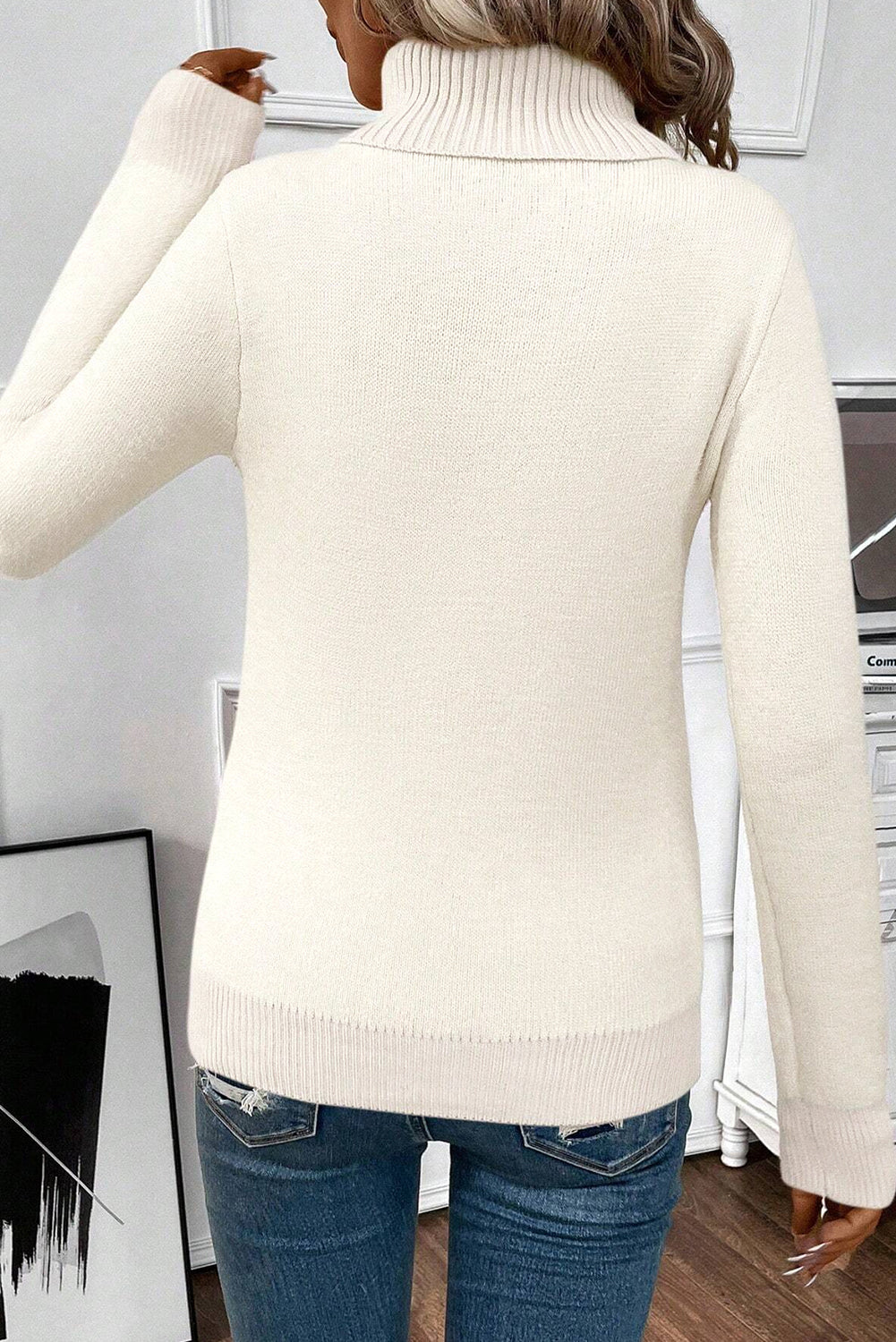 Fleece Lined Turtleneck Sweater