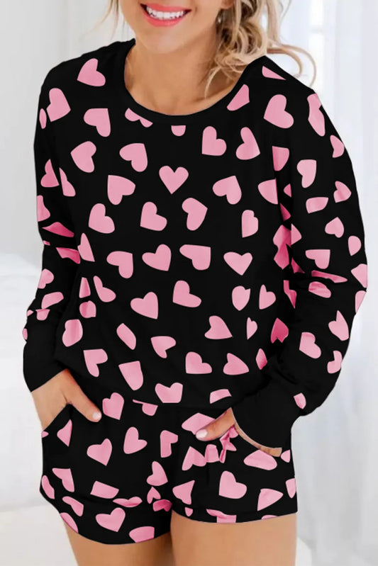 Black and Pink Hearts Lounge Set