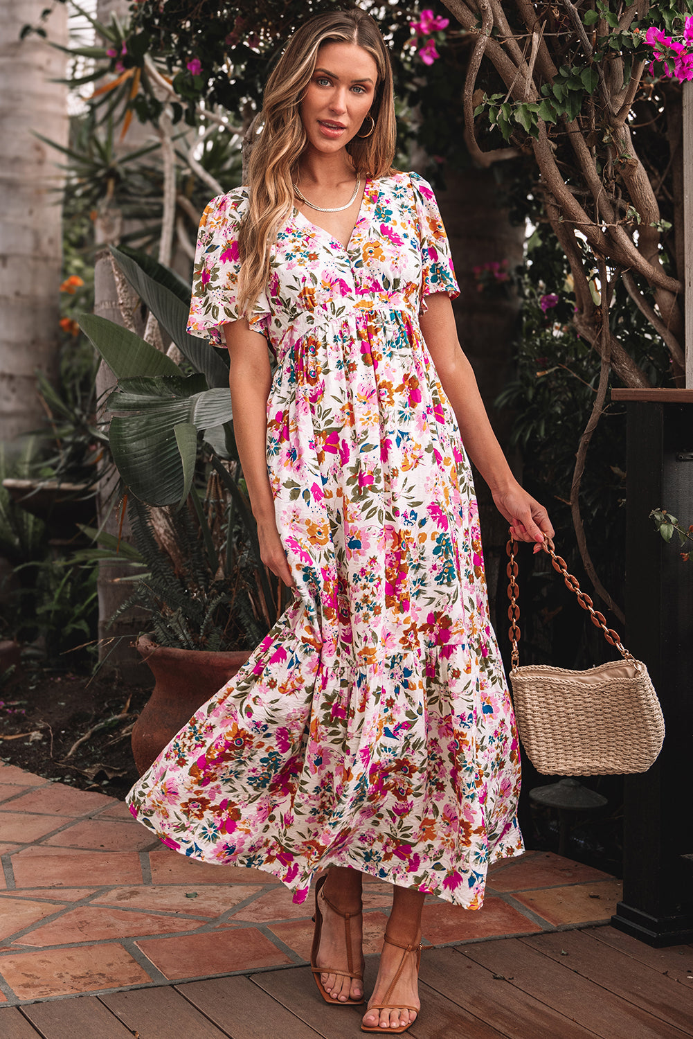 Floral Bouquet High Waist Maxi Dress