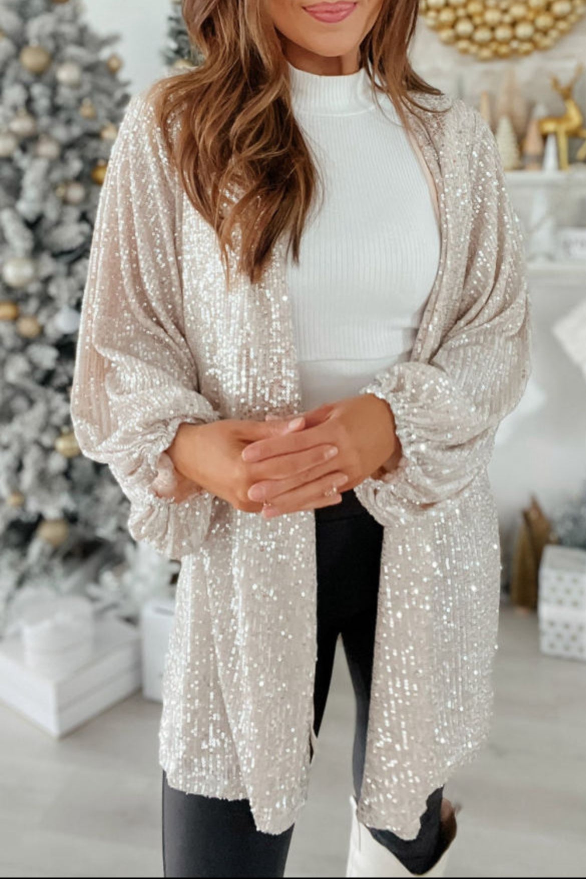 Sequin Bubble Sleeve Dress