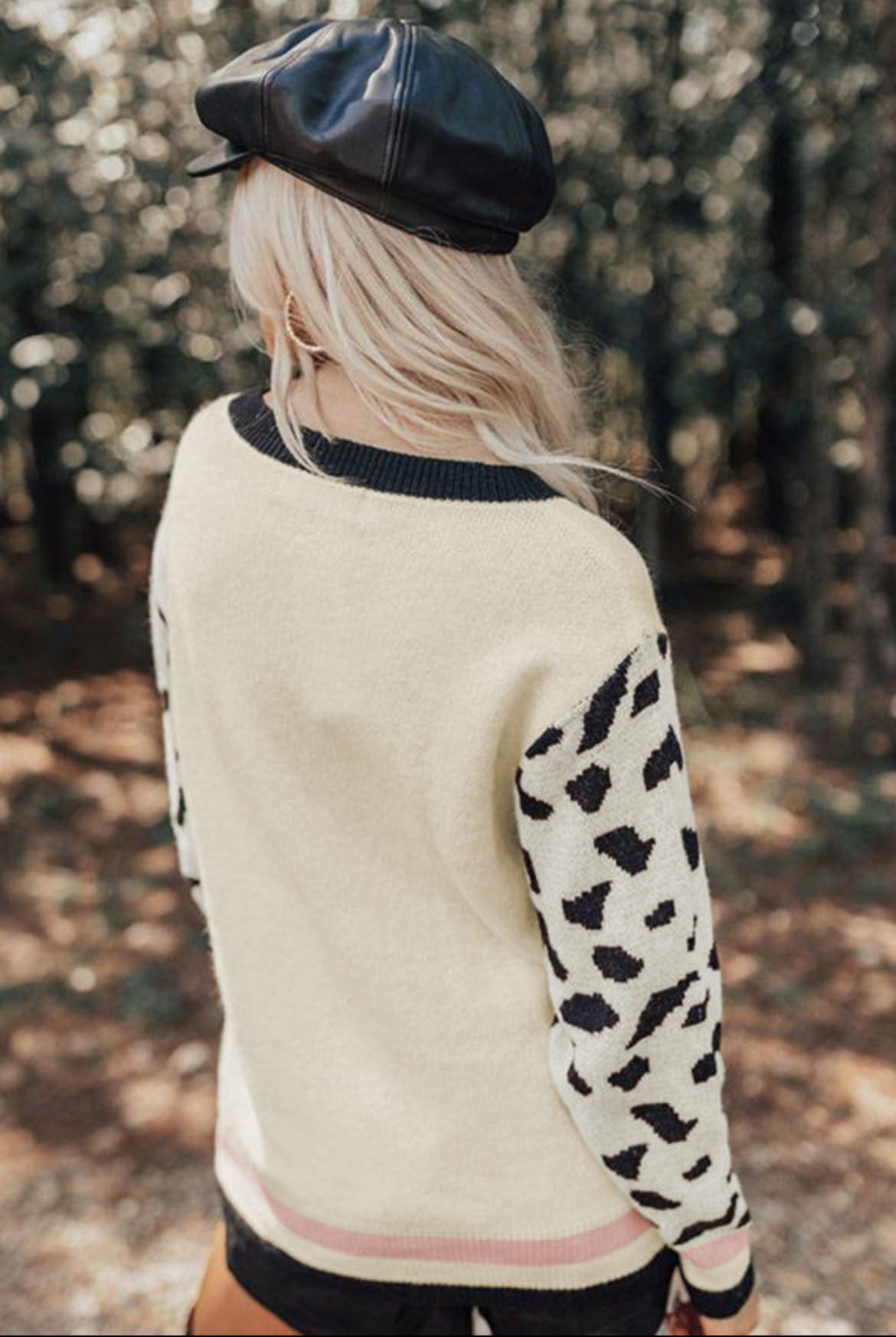 White Leopard Contrast Sweater