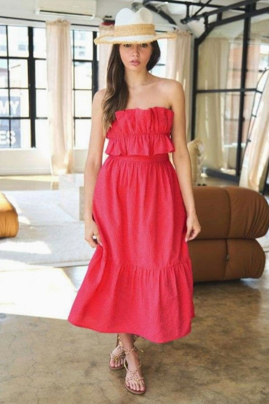 Tie Back Bandeau Midi Dress