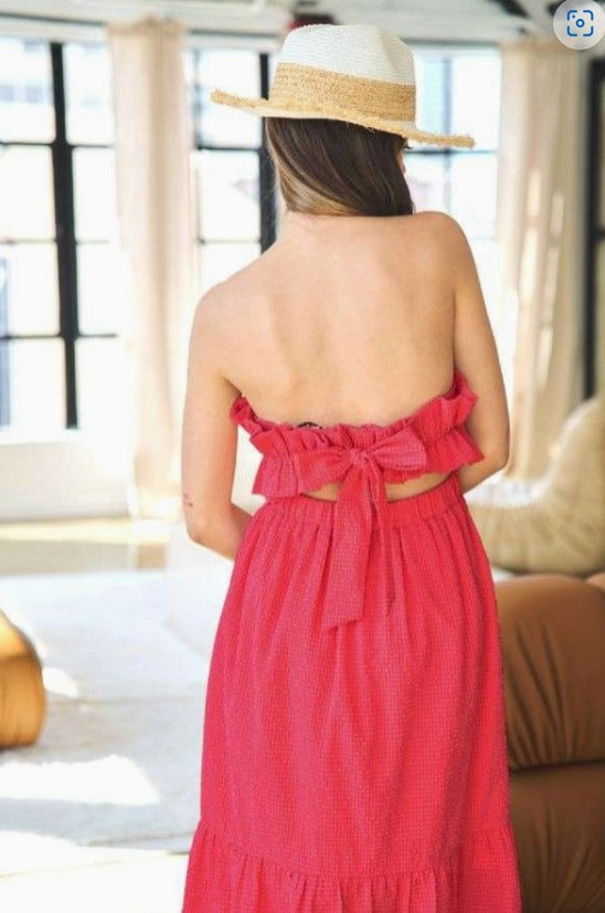 Tie Back Bandeau Midi Dress