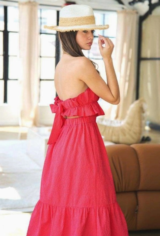 Tie Back Bandeau Midi Dress