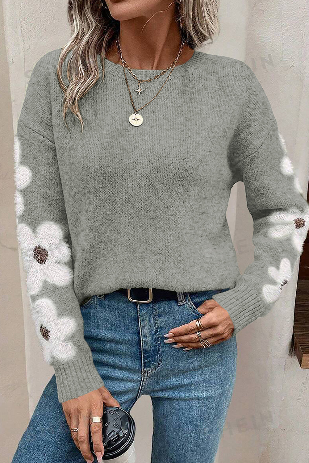 Flower Sleeve Sweater