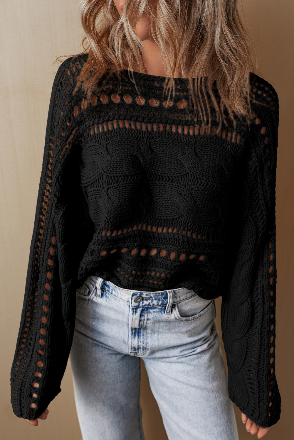 Cable Knit Cropped Sweater