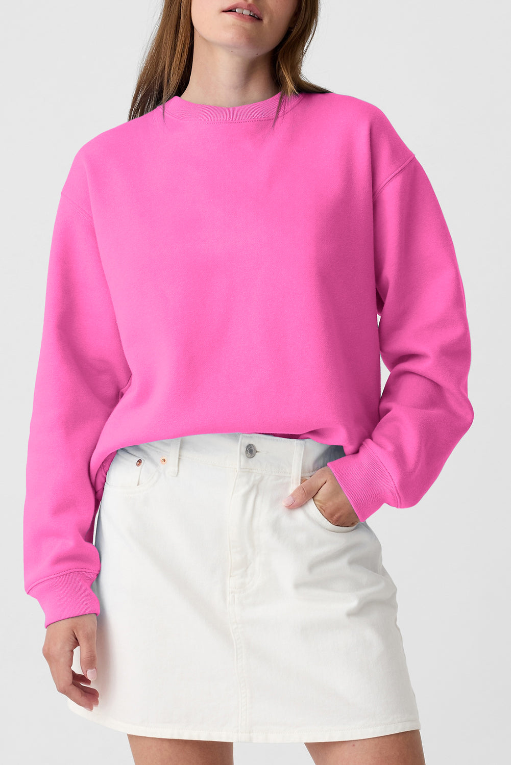 Fleece Lined Drop Shoulder Sweatshirt