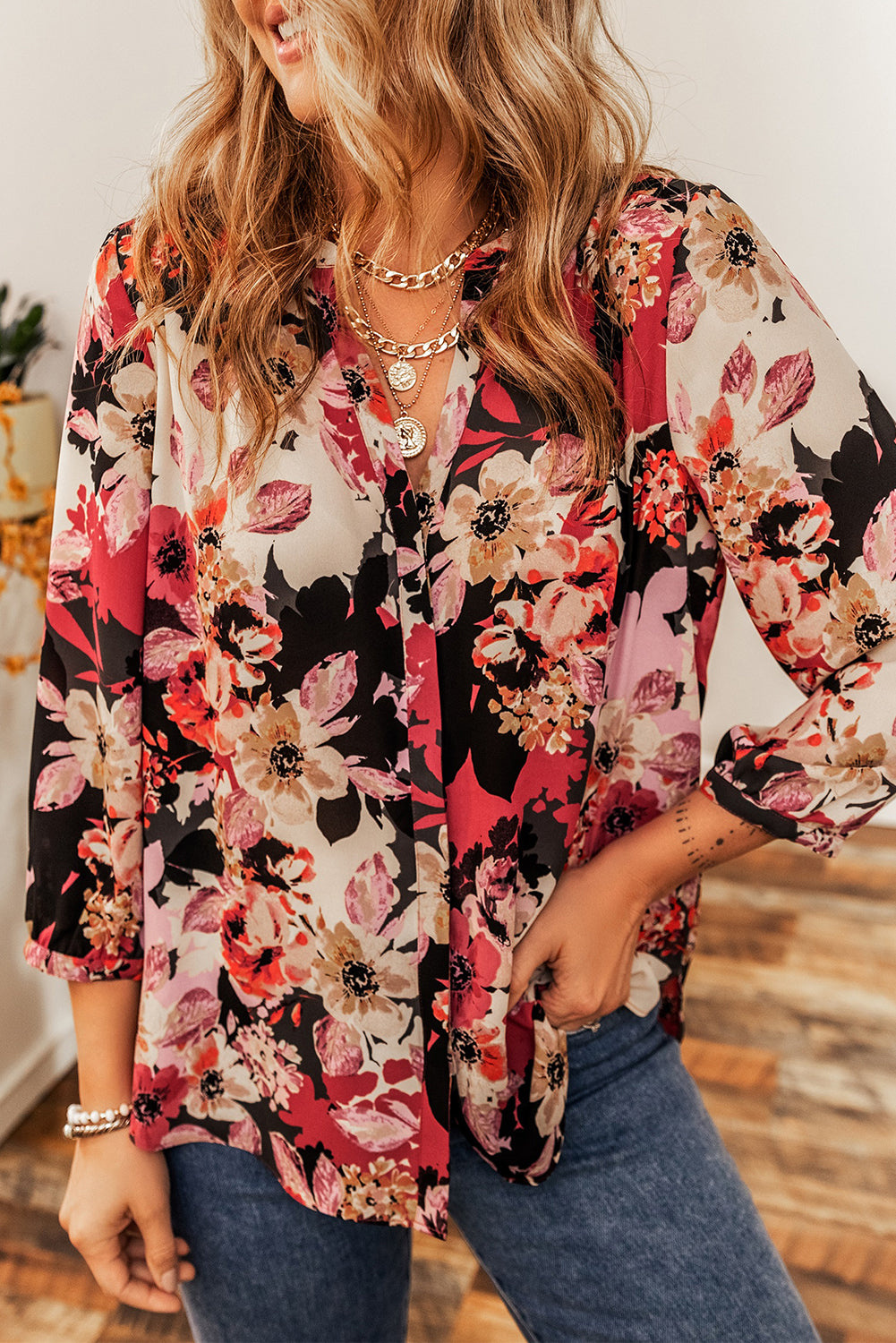 Multicolor Floral Print Blouse