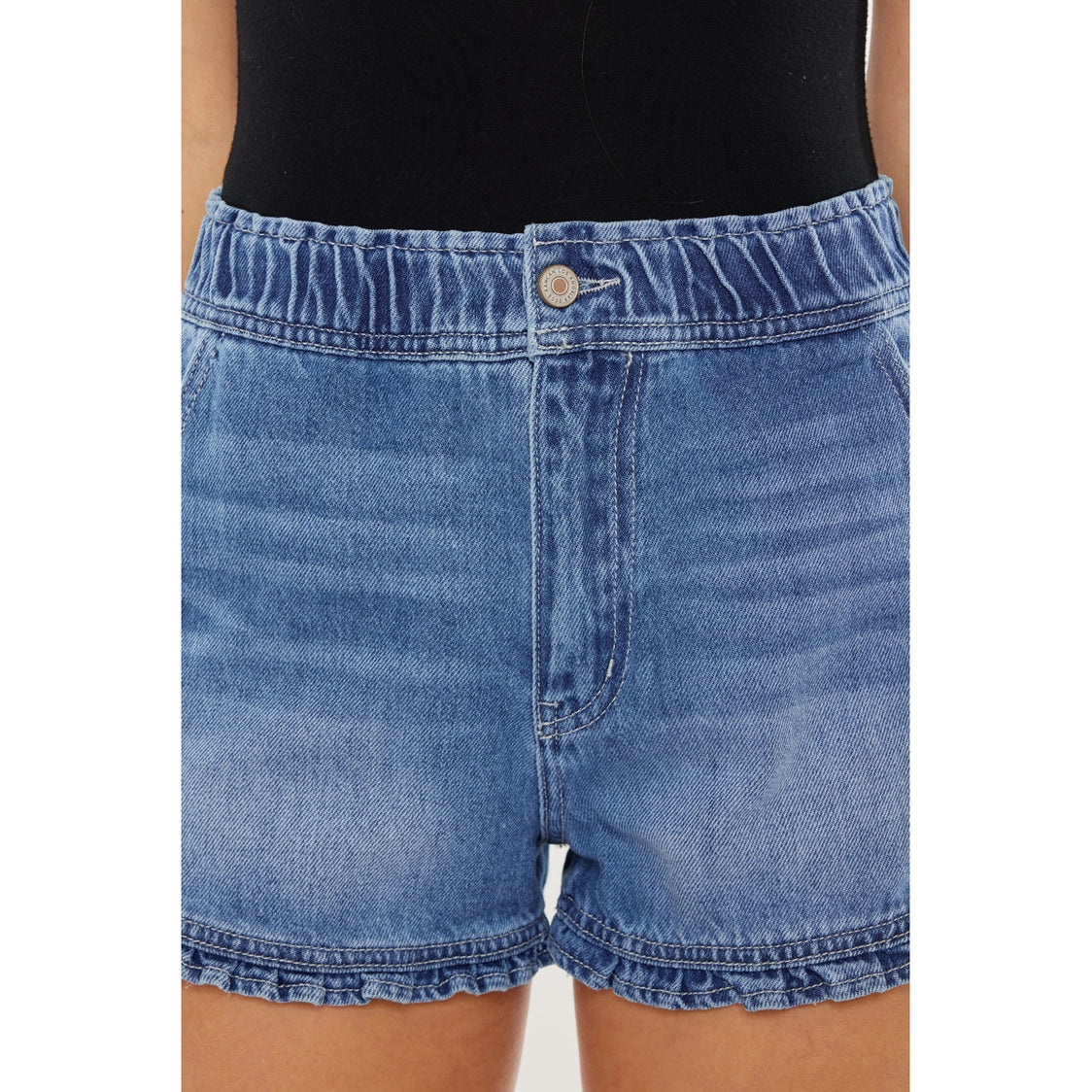 KanCan Ruffle Hem Denim Shorts