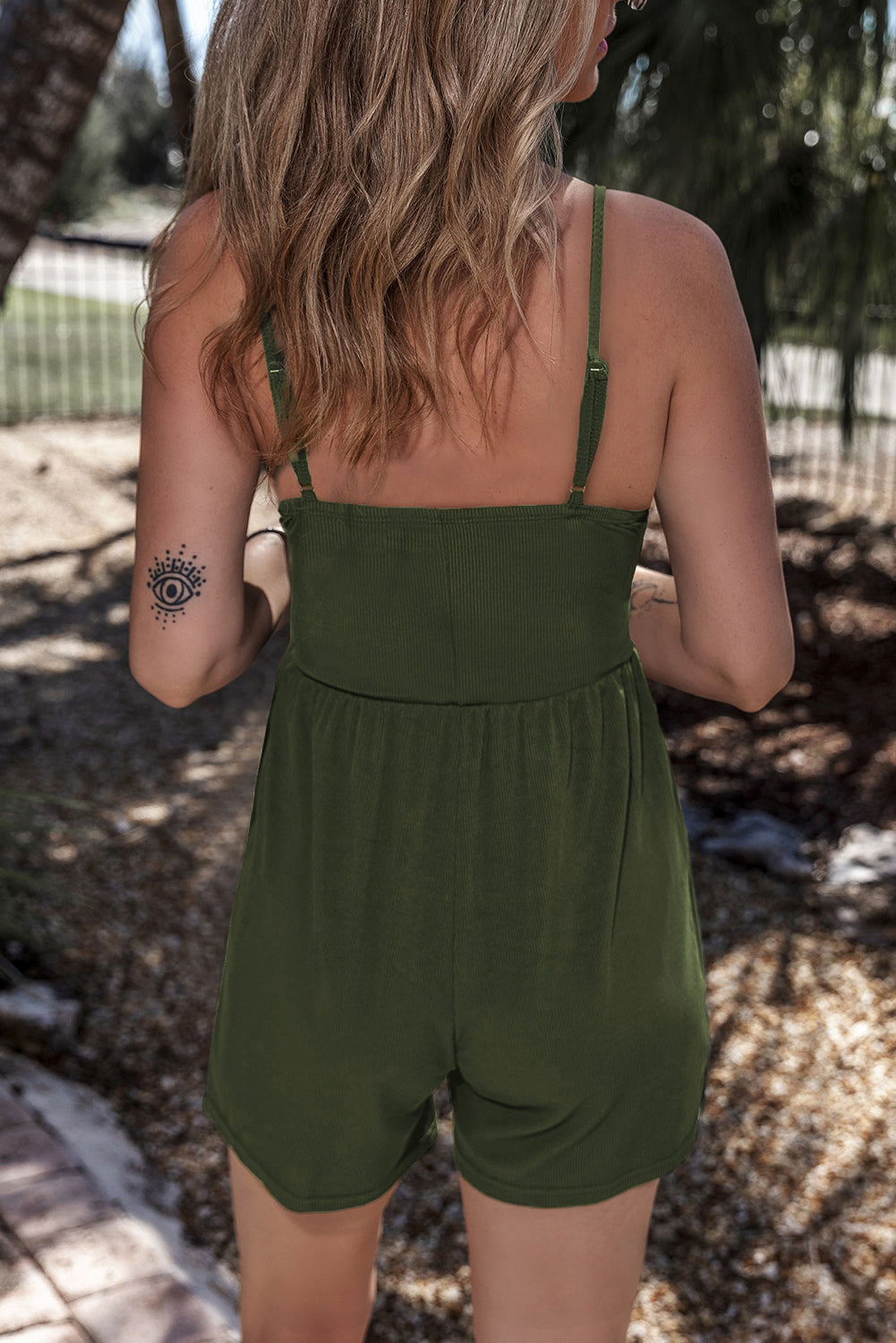 Spaghetti Strap Ribbed Romper