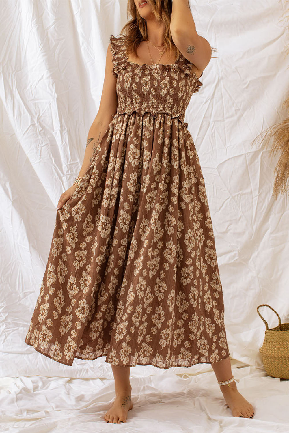 Brown Floral Maxi