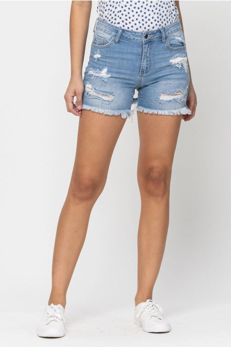 Cello Mid Rise Cut Off Denim Short Light