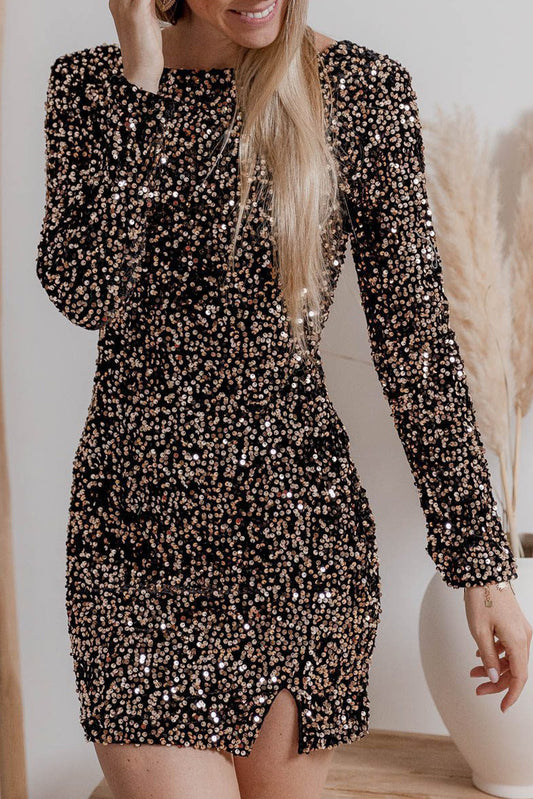 Sequin Long Sleeve Dress