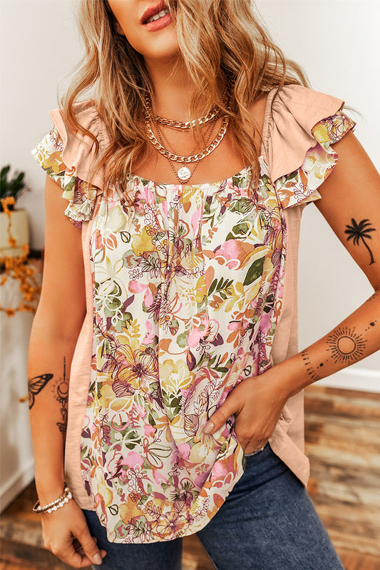 Floral Patchwork Ruffle Top