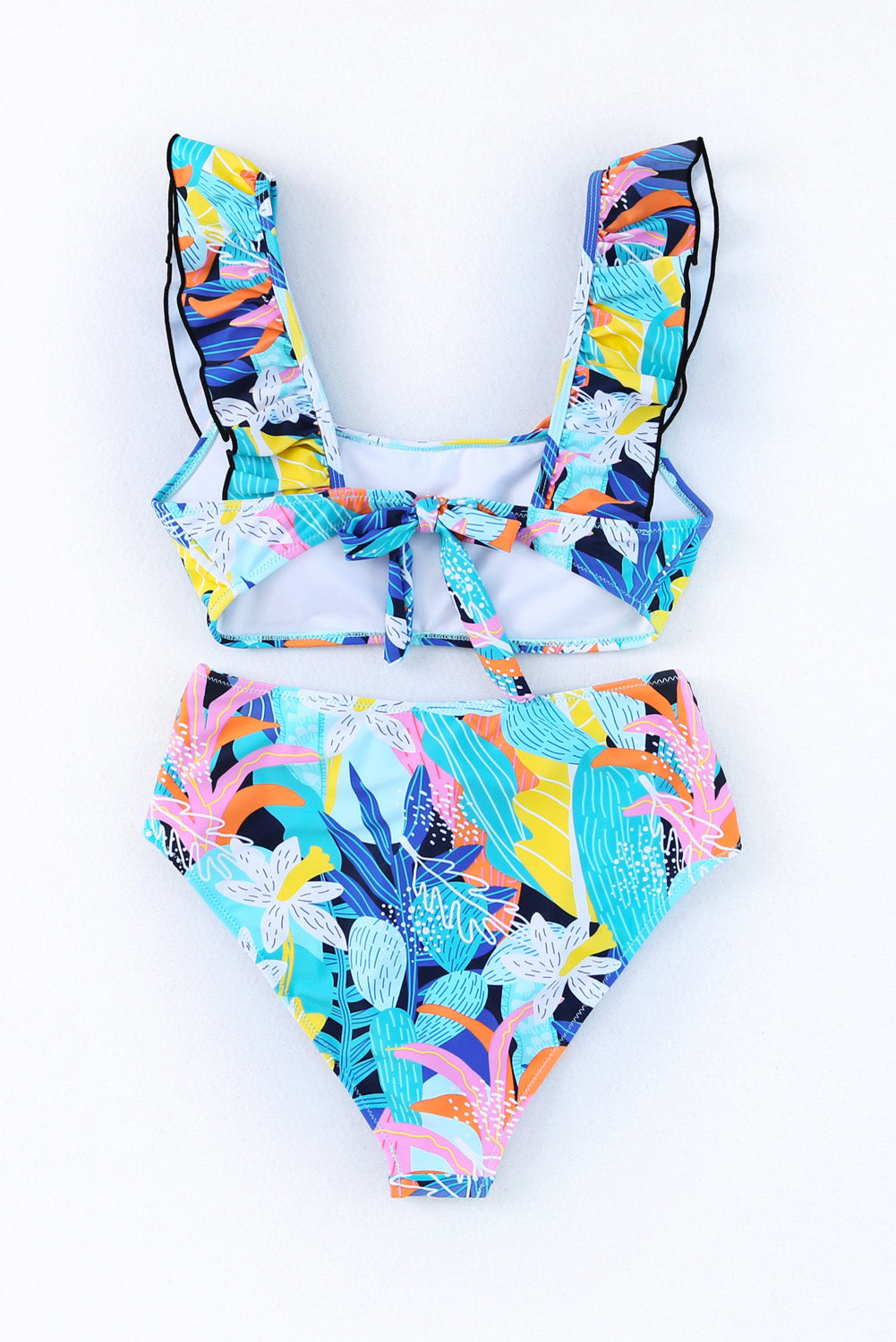 Blue Tropical Ruffle Bikini