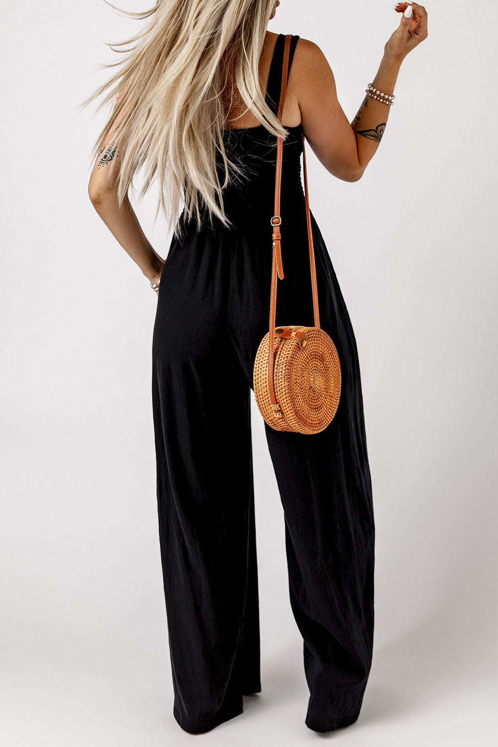 Black Smocked Jumpsuit