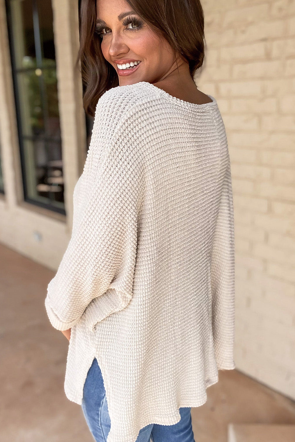 Waffel Knit Slouch Top