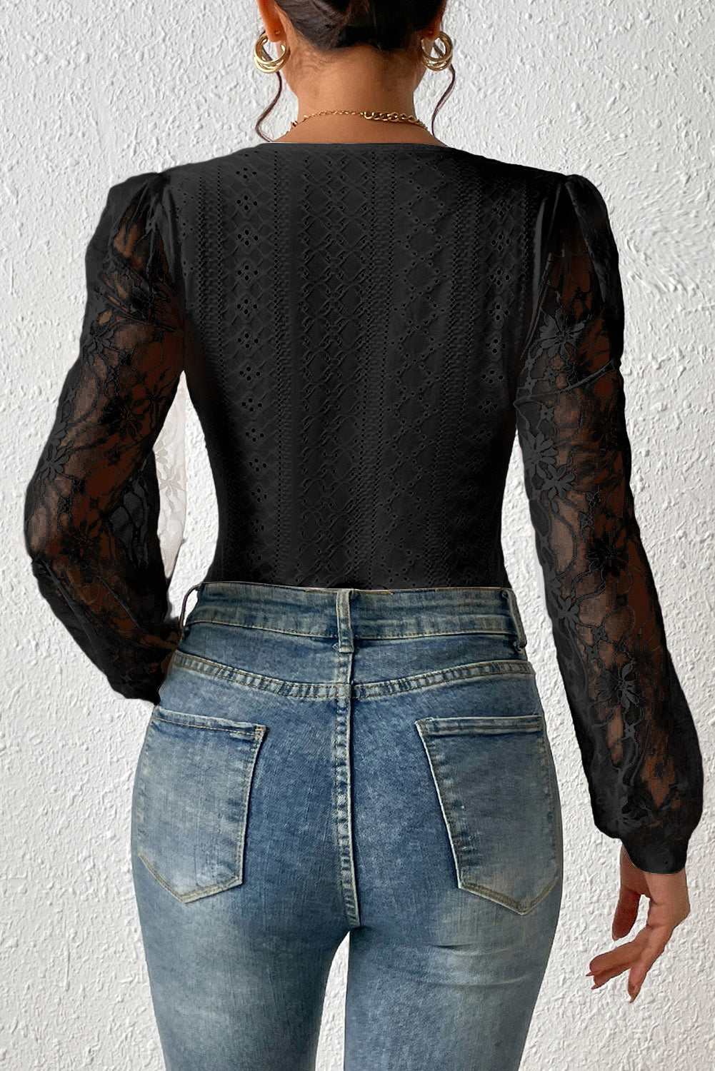 Lace Bishop Sleeve Bodysuit