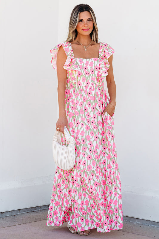 Floral Ruffle Strap Maxi