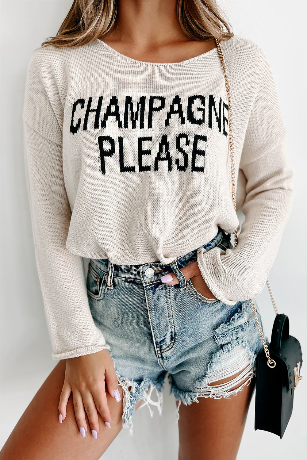 "Champagne Please" Graphic Sweater