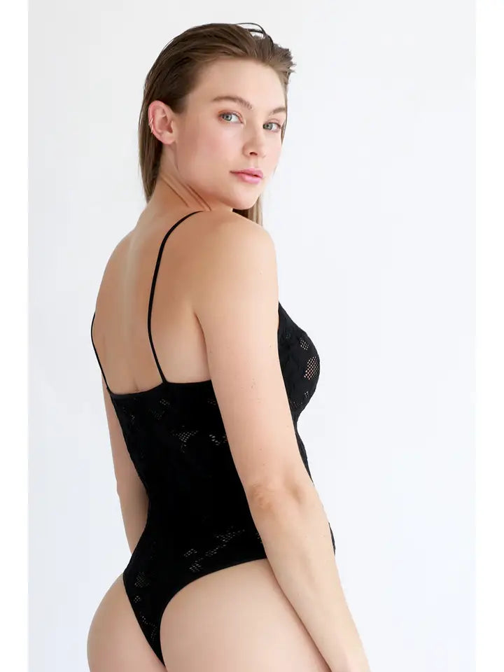 NikiBiki Black Lace Hole Bodysuit