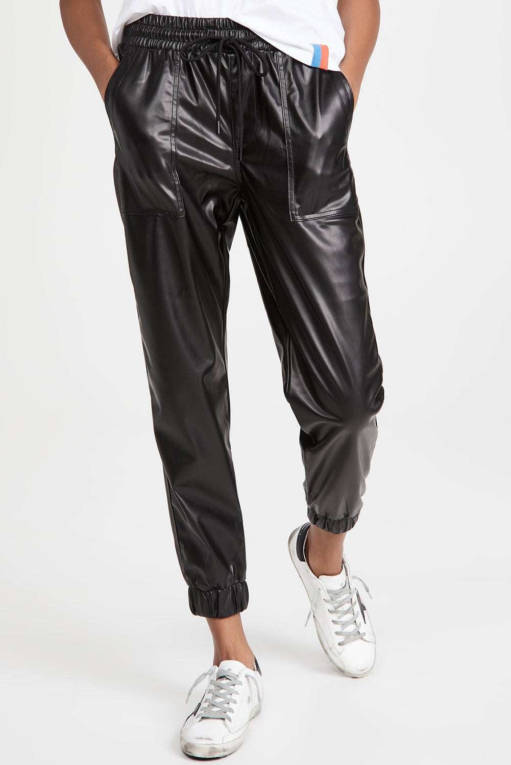 Drawstring Leather Joggers