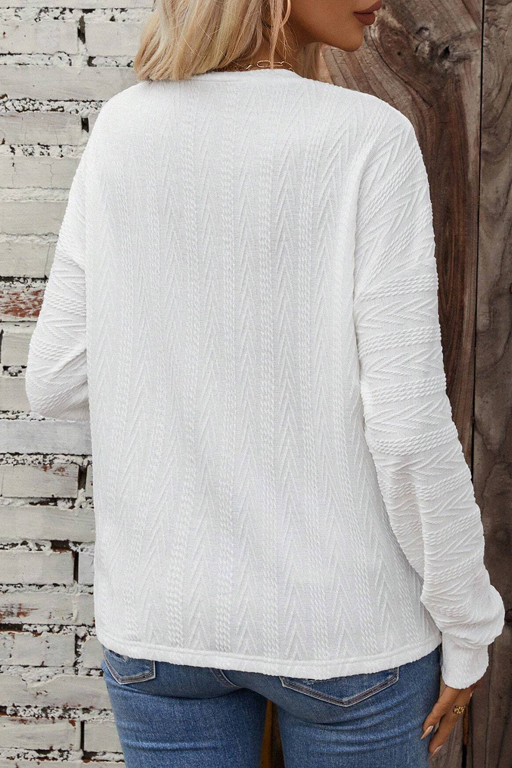 White Textured Knit Top