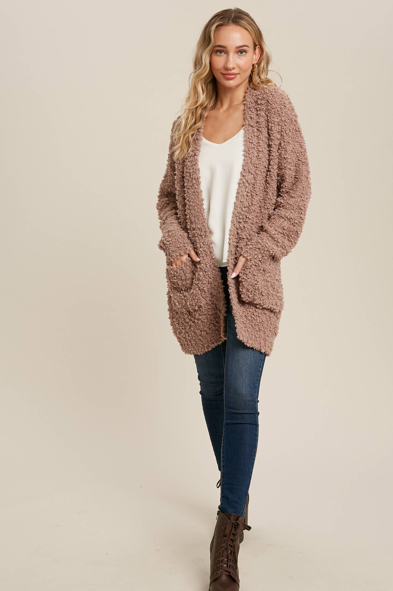 Boucle' Open Front Cardi