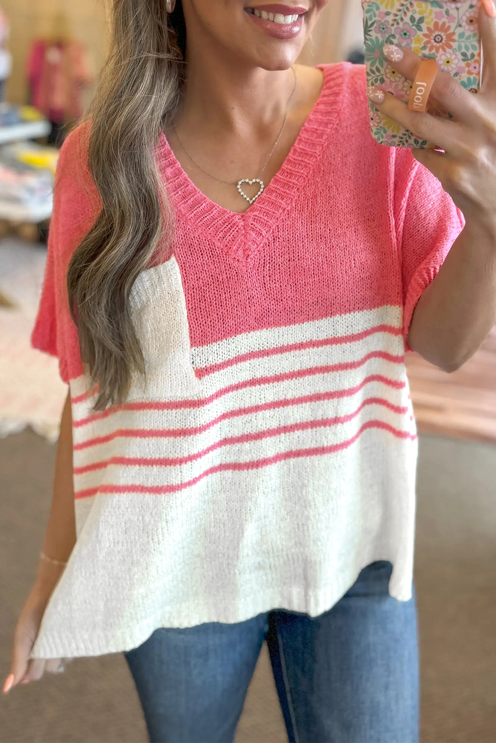 V Neck Knitted Top