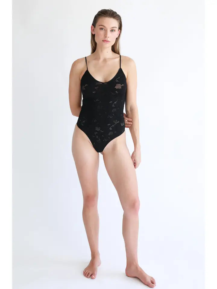 NikiBiki Black Lace Hole Bodysuit