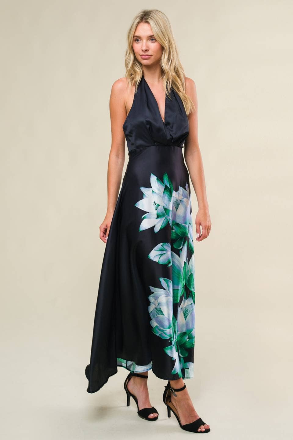 Teal Floral Party Dress