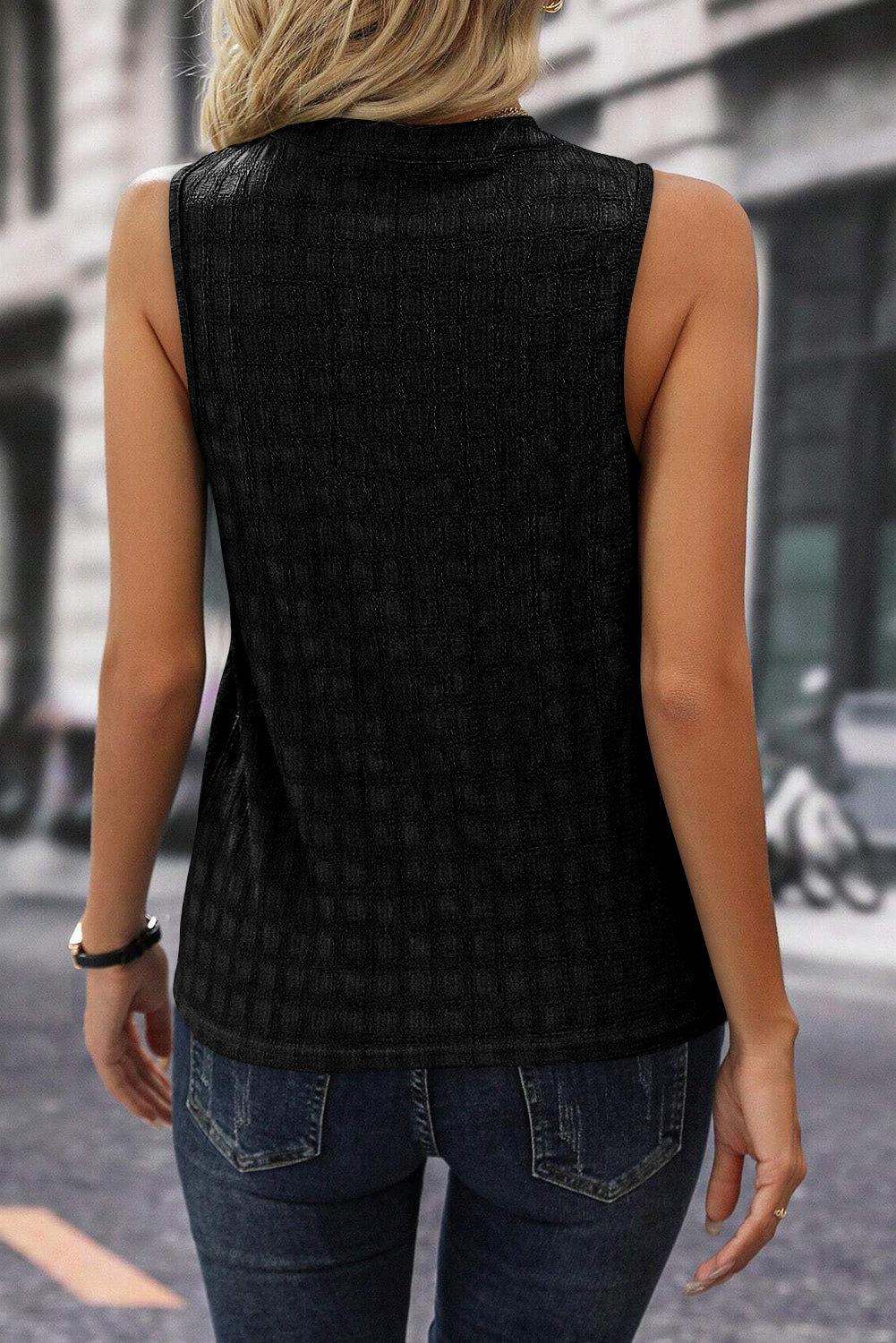 Black Lattice Textured Top