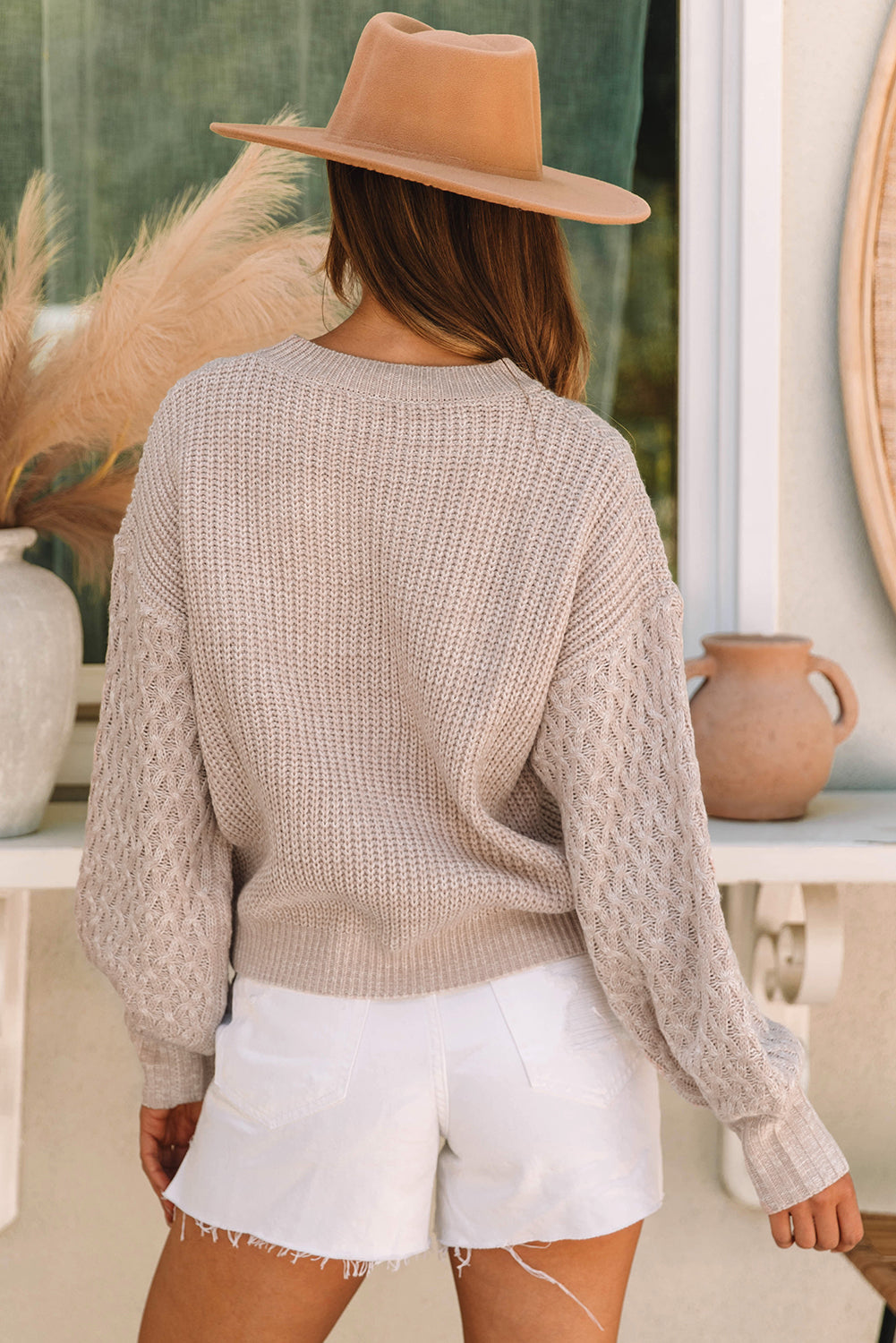 Cable Knit Sleeve Sweater