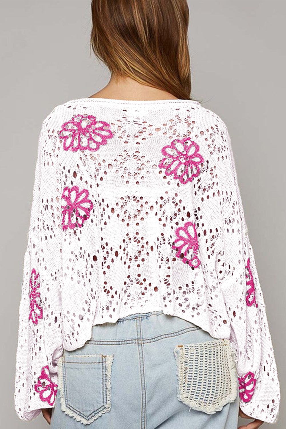 Floral Eyelet Sweater