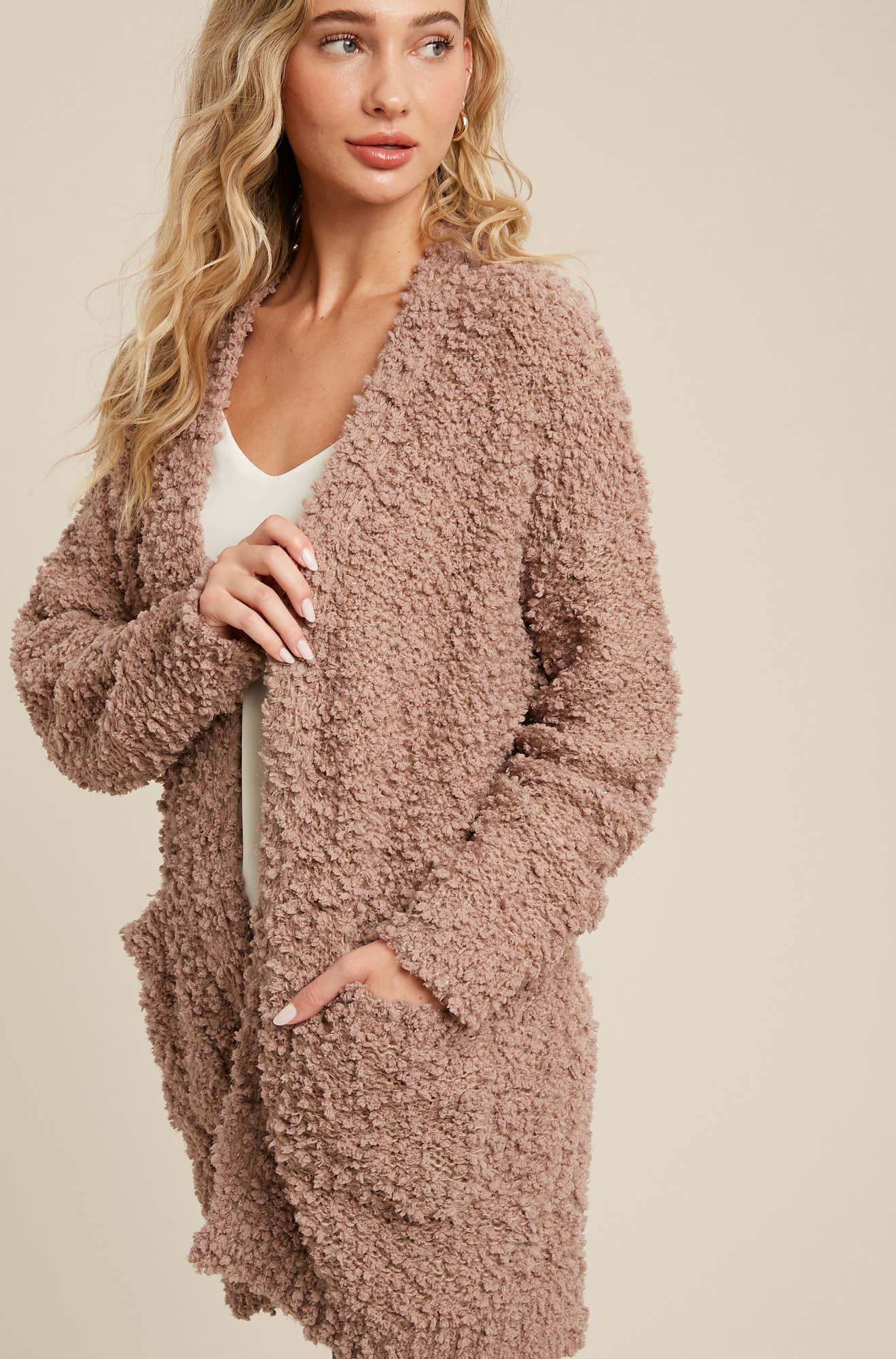 Boucle' Open Front Cardi