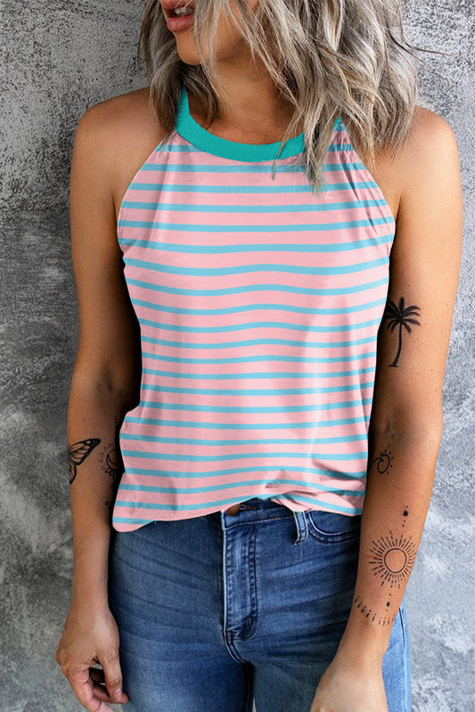 Bubblegum Striped Halter Tank