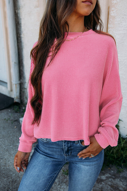 Pink Corded Long Sleeve Top