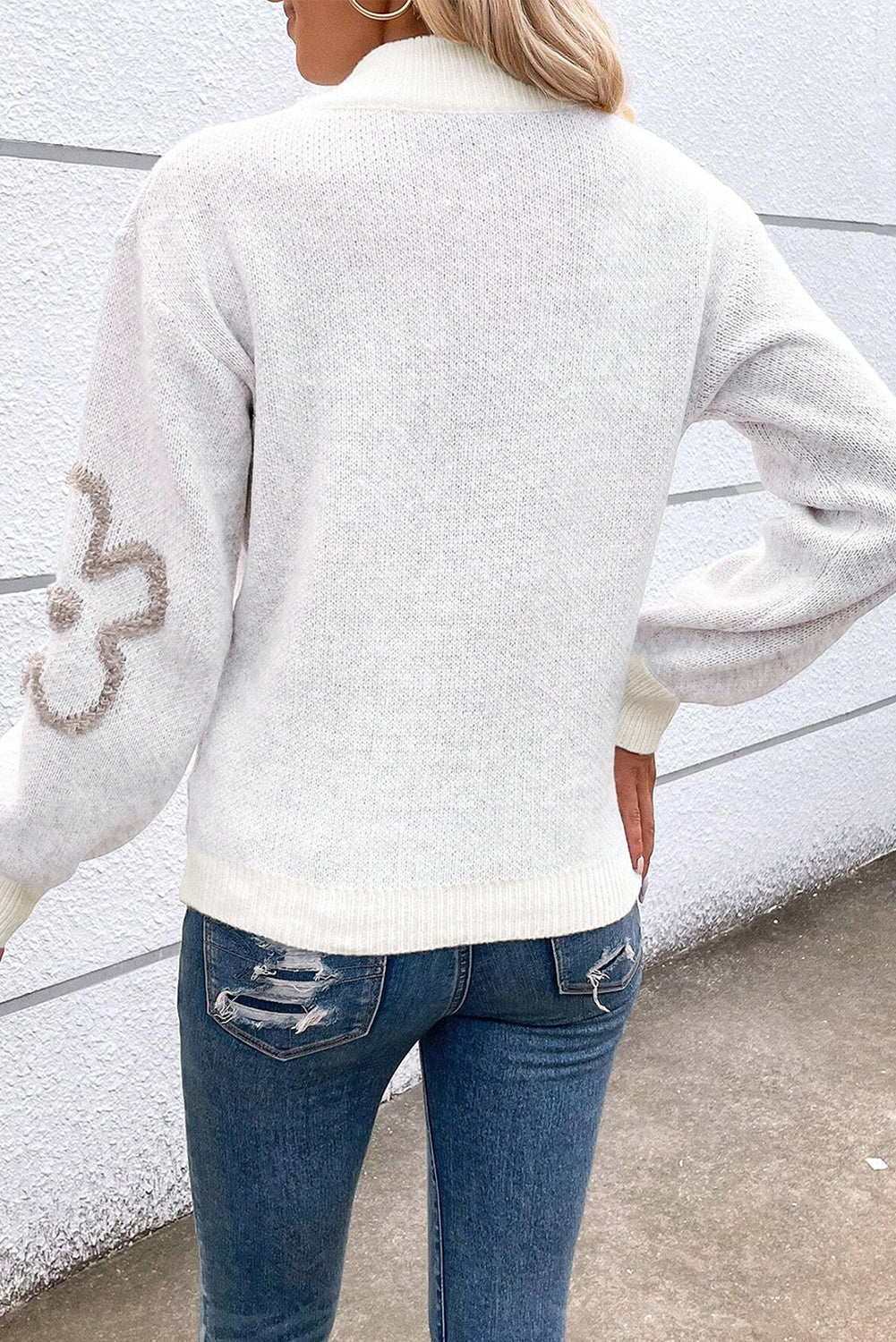 Floral Half Zip Sweater