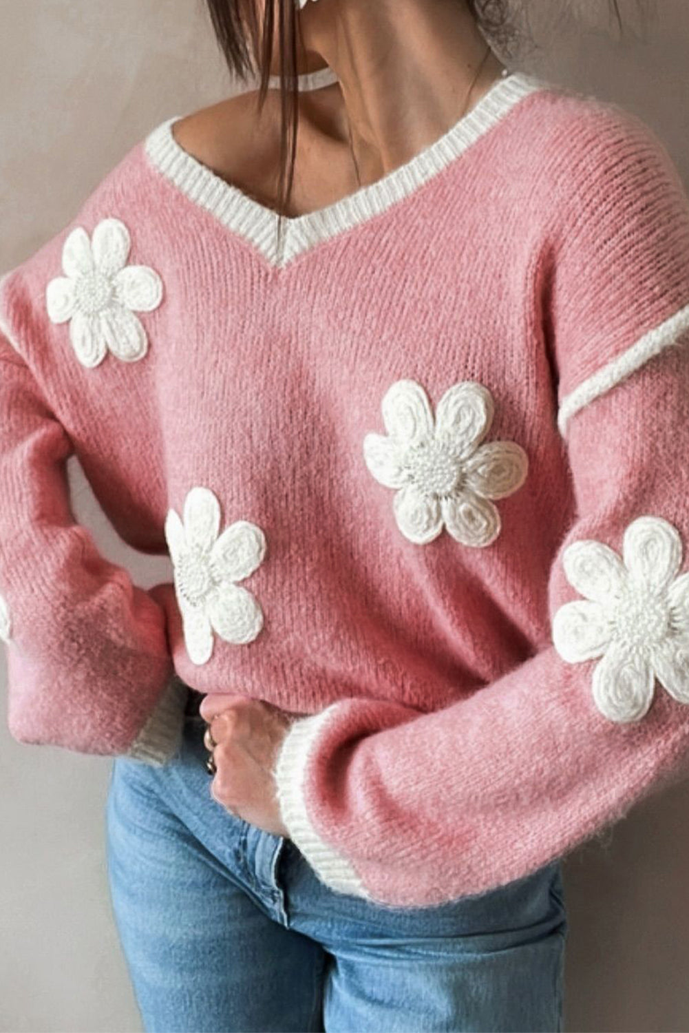 Pink Flower Sweater