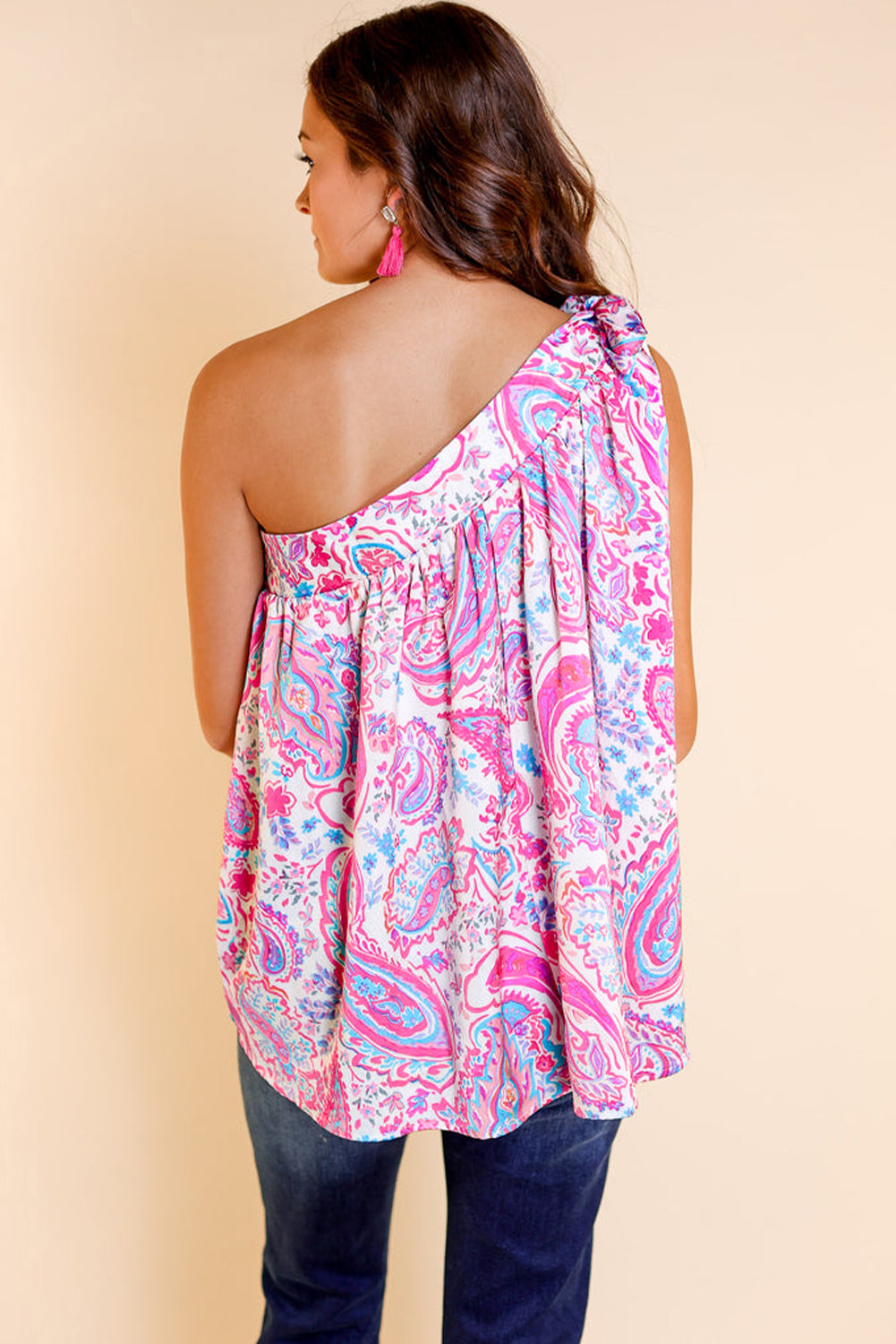 One Shoulder Paisley Top